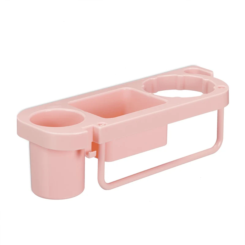 Support à sèche-cheveux mural multifonction pour salle de bain 9 x 30 x 10,5 cm en plastique blanc 13_0012693