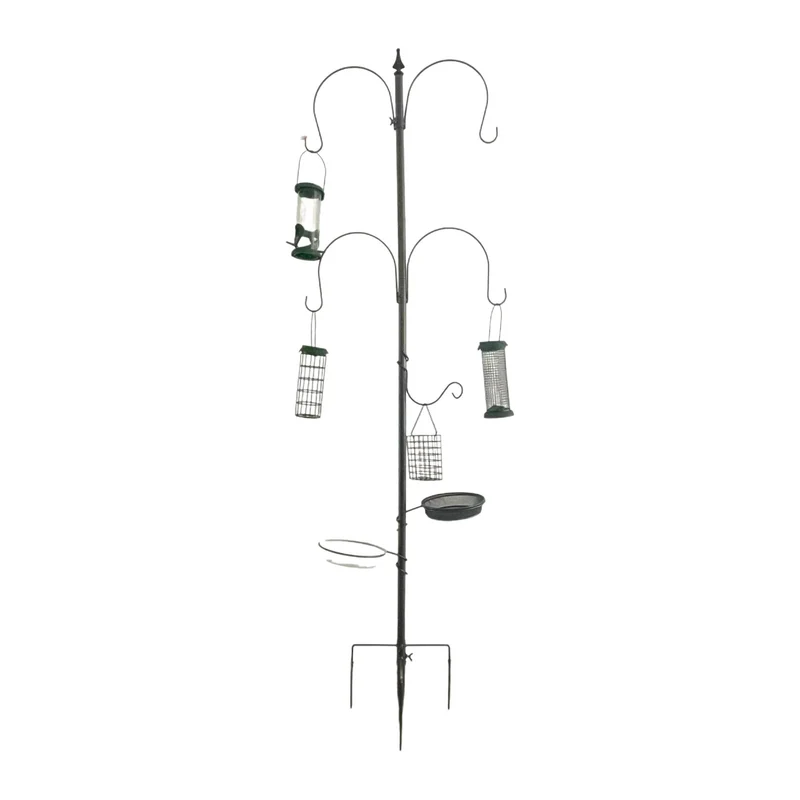Mangeoire à oiseaux rustique avec support décoratif 231 x 55,9 x 5 cm en acier marron 13_0017926