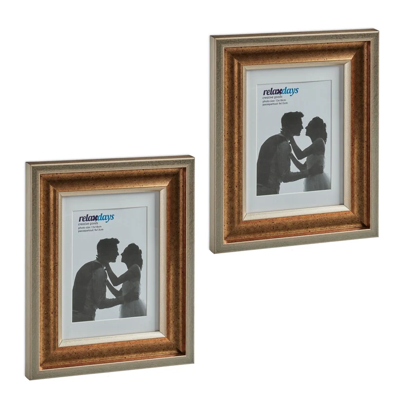 Lot de 2 cadres photo muraux décoratifs 25 x 20 x 2 cm en plastique noir 13_0013202