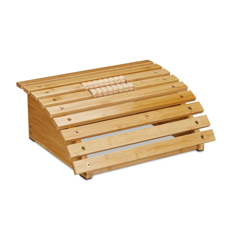 Repose-pieds ergonomique avec rouleaux bureau confort et circulation 40 x 25 x 10 cm en bambou naturel 13_0015152