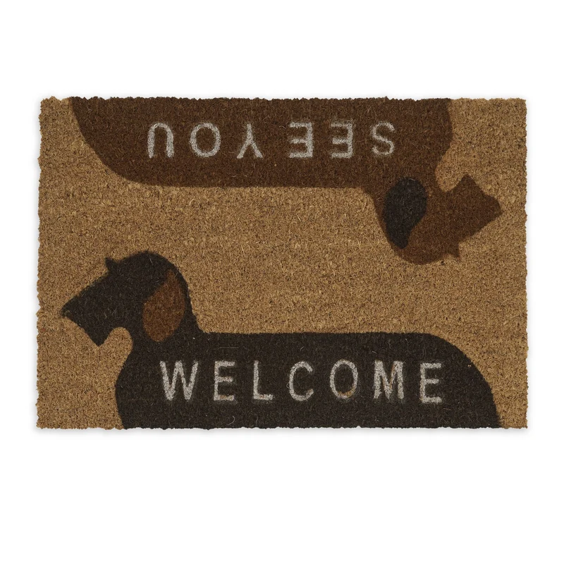 Paillasson coco antidérapant intérieur extérieur 75 x 45 x 1 cm motif chien ambiance accueillante en coco naturel 13_0011148