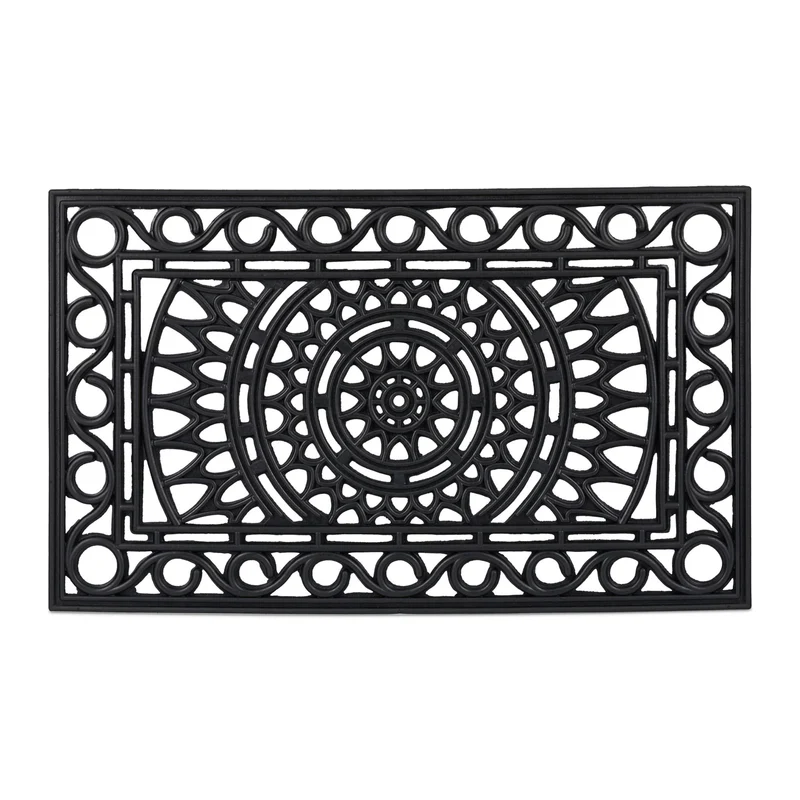 Paillasson antidérapant élégant traitement extérieur 40 x 60 cm en caoutchouc noir 13_0010973