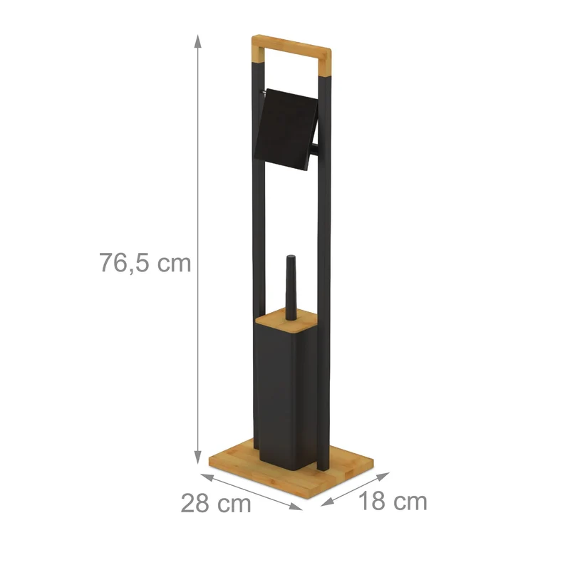 Ensemble WC polyvalent pratique salle de bains 76,5 x 28 x 18 cm en bambou noir 13_0017423