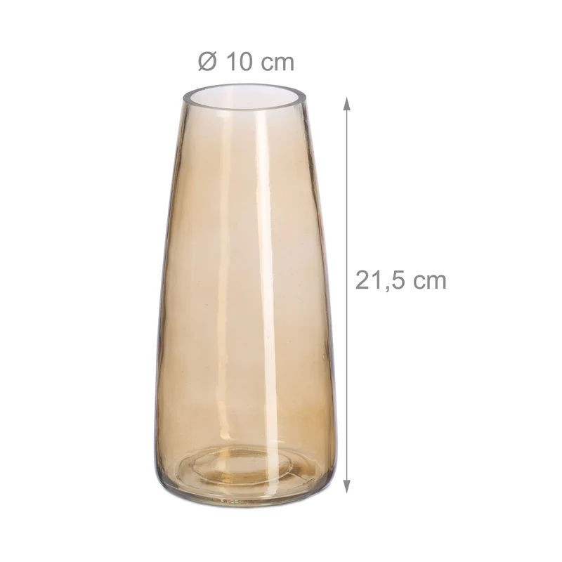 Vase décoratif moderne salon cuisine chambre 21,5 x 10 cm pour bouquets fleurs en verre transparent 13_0016003
