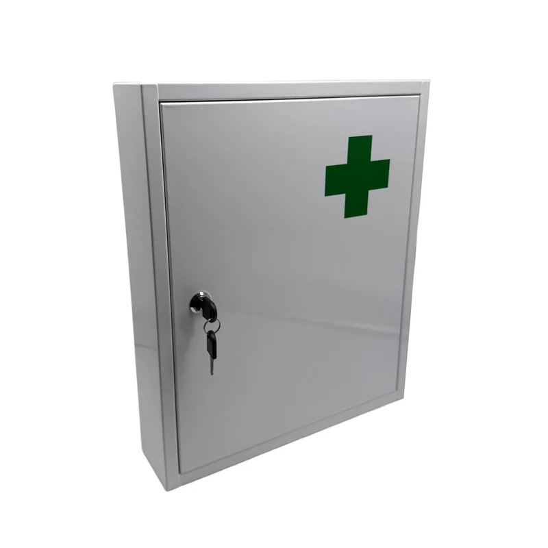 Armoire à pharmacie murale pratique avec 5 compartiments sécurisée 43 x 35,5 x 8 cm en métal blanc 13_0017898