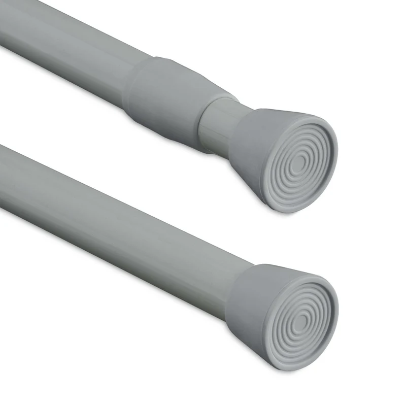 Barre télescopique extensible tringle à rideau 66 x 2 cm facile à installer design sobre en acier inoxydable gris 13_0016334