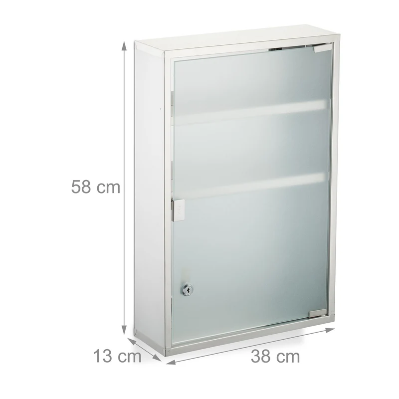 Armoire murale moderne rangement espace salle de bain 3 compartiments en acier inoxydable blanc 13_0016764