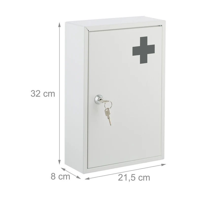 Armoire à pharmacie murale verrouillable métal 2 niveaux rangement sécurisé style sobre en métal blanc 13_0013783