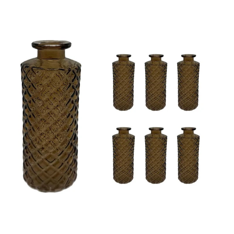 Lot de 6 mini-vases décoratifs vintage pour table 13 x 5 cm en verre transparent 13_0017913