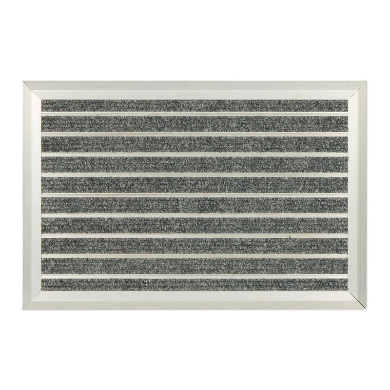 Paillasson rectangulaire antidérapant pratique intérieur extérieur 75 x 45 cm en aluminium gris 13_0014816