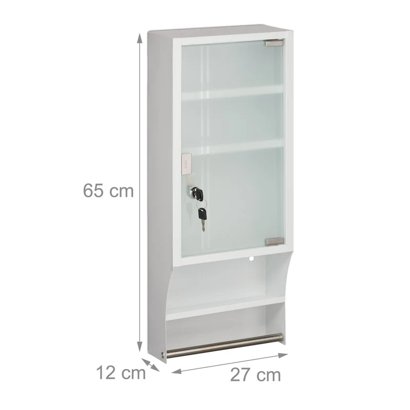 Armoire à pharmacie murale verrouillable pratique 4 compartiments 60 x 40 x 15 cm en métal blanc 13_0014207