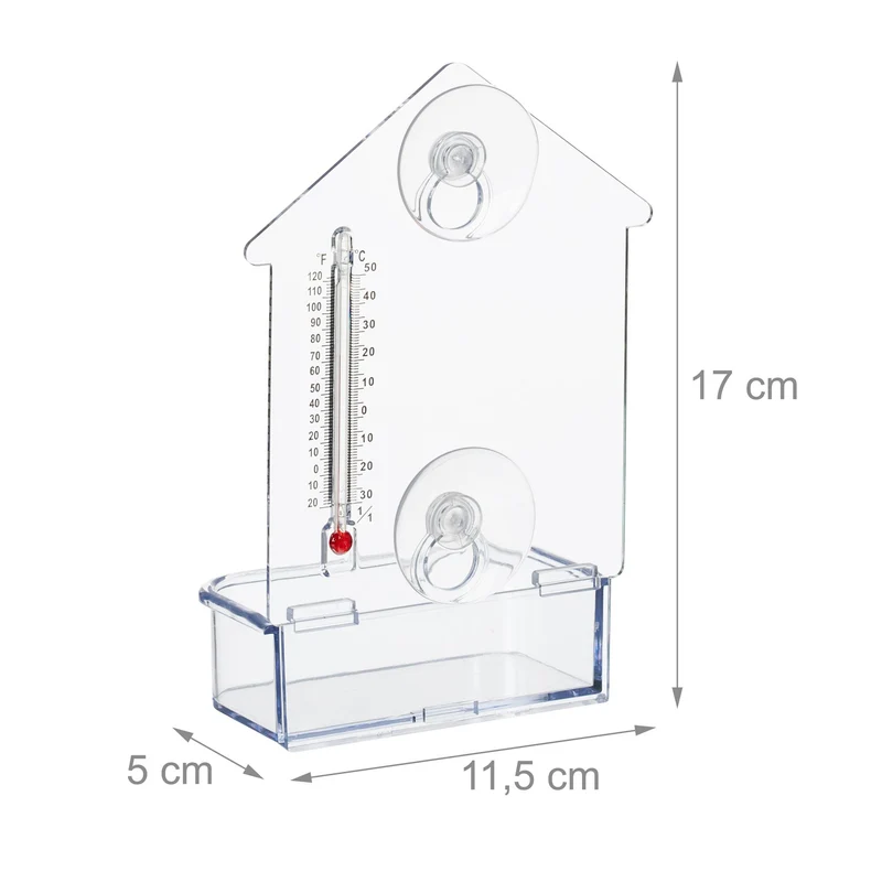 Lot de 2 mangeoires à oiseaux pratique à fixer fenêtre 30 x 20 x 20 cm en plastique transparent 13_0014504