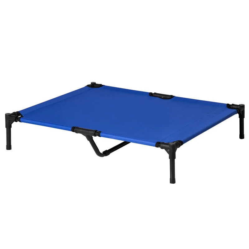 Lit pour chien surélevé camping 92 x 76 x 18 cm aération optimale sac transport inclus style épuré en tissu oxford bleu 21_0007336