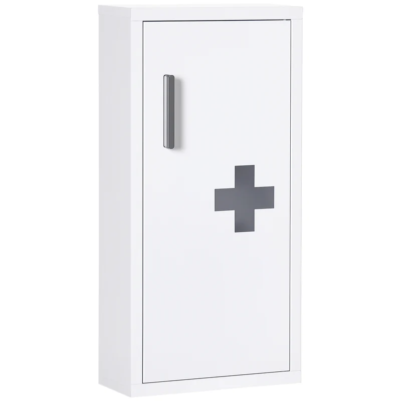 Armoire à pharmacie murale 30 x 12 x 60 cm porte magnétique sécurité gain de place moderne contemporain en acier blanc 21_0001947