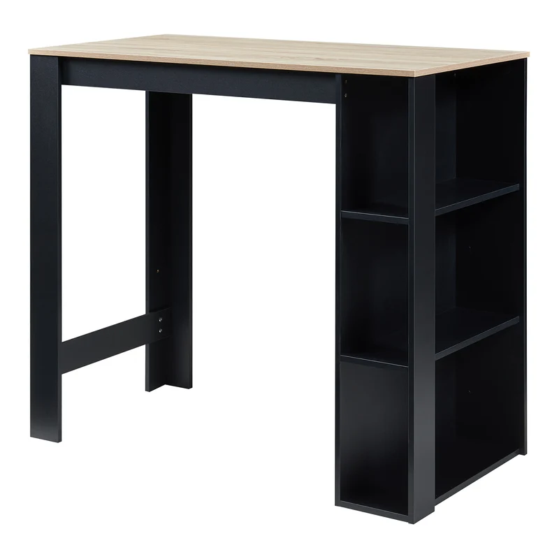 Table de bar 3 étagères 120 x 60 x 106 cm effet chêne noir 03_0010988
