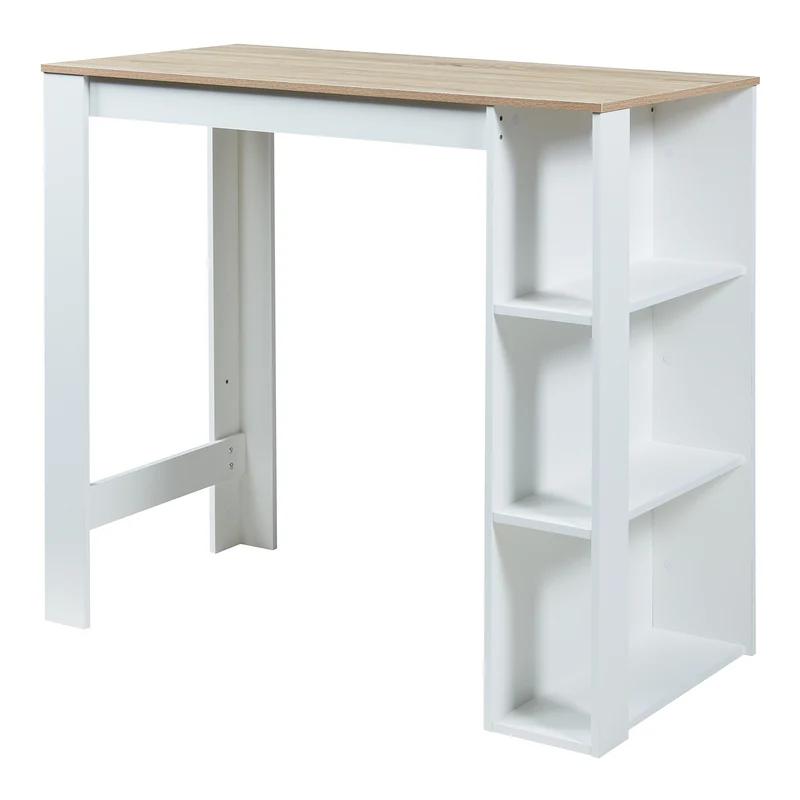 Table de bar 3 étagères 120 x 60 x 106 cm effet chêne blanc 03_0010987