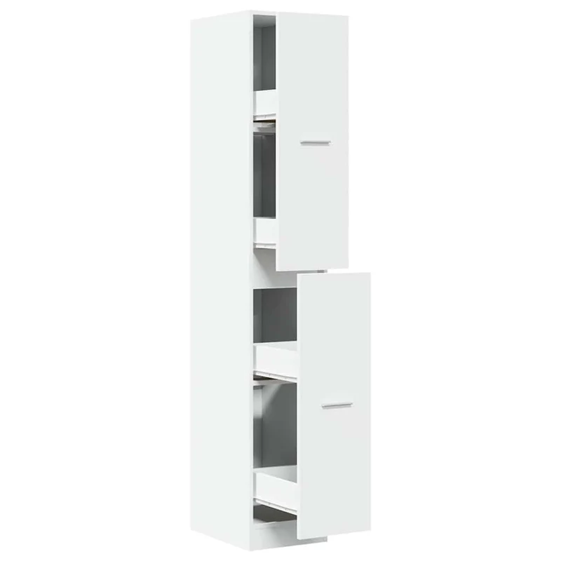 Armoire d'apothicaire moderne rangement ergonomique 30 x 41 x 174 cm en bois d'ingénierie blanc 02_0055649