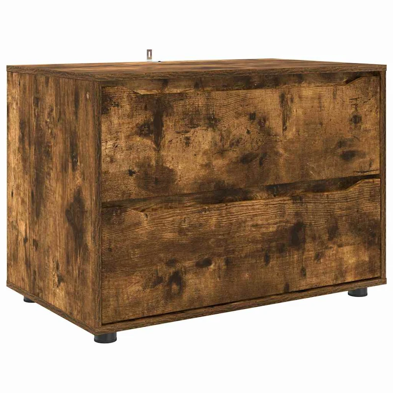 Armoire de rangement équipée tiroirs fonctionnels salon chambre 80 x 48 x 57 cm en bois d'ingénierie chêne fumé 02_0054596