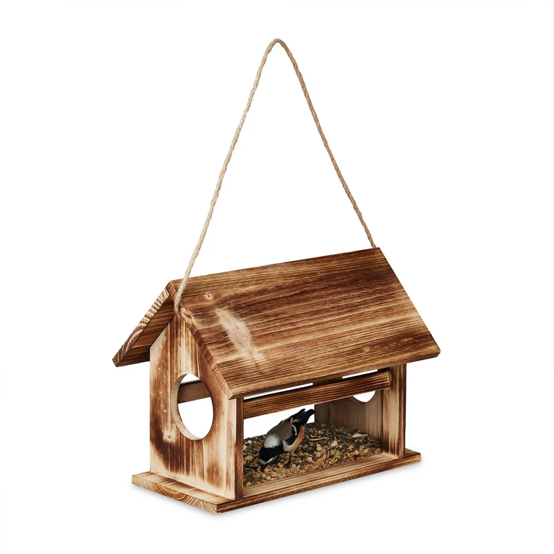 Mangeoire d'extérieur pour oiseaux style suspendu terrasse jardin 40 x 20 x 20 cm en PVC transparent 13_0014016
