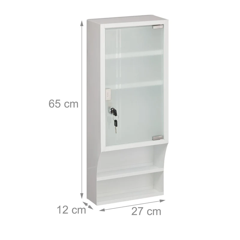 Armoire à pharmacie murale verrouillable 5 compartiments rangement sécurisé style moderne en métal blanc 13_0014206