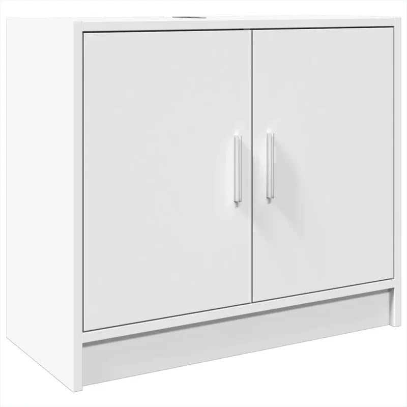 Armoire de lavabo rangement pratique 63 x 29 x 55 cm en bois d'ingénierie blanc 02_0049520
