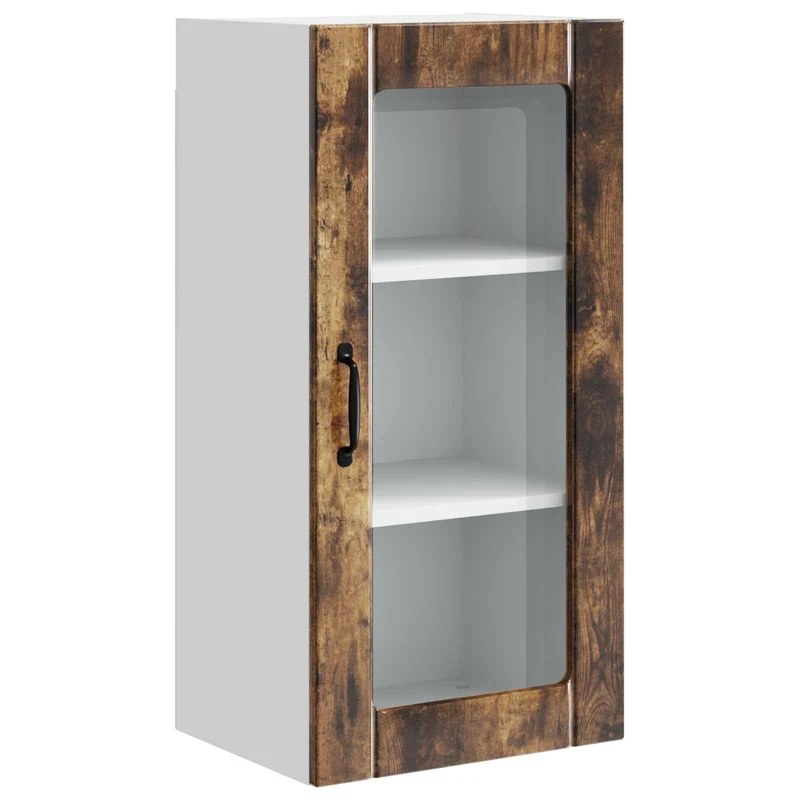 Armoire de cuisine murale moderne avec 3 étagères 40 x 31 x 80 cm en bois d'ingénierie chêne fumé 02_0054339