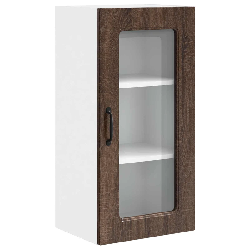 Armoire de cuisine rectangulaire avec grand espace de stockage 40 x 31 x 80 cm en bois d'ingénierie chêne brun 02_0053677