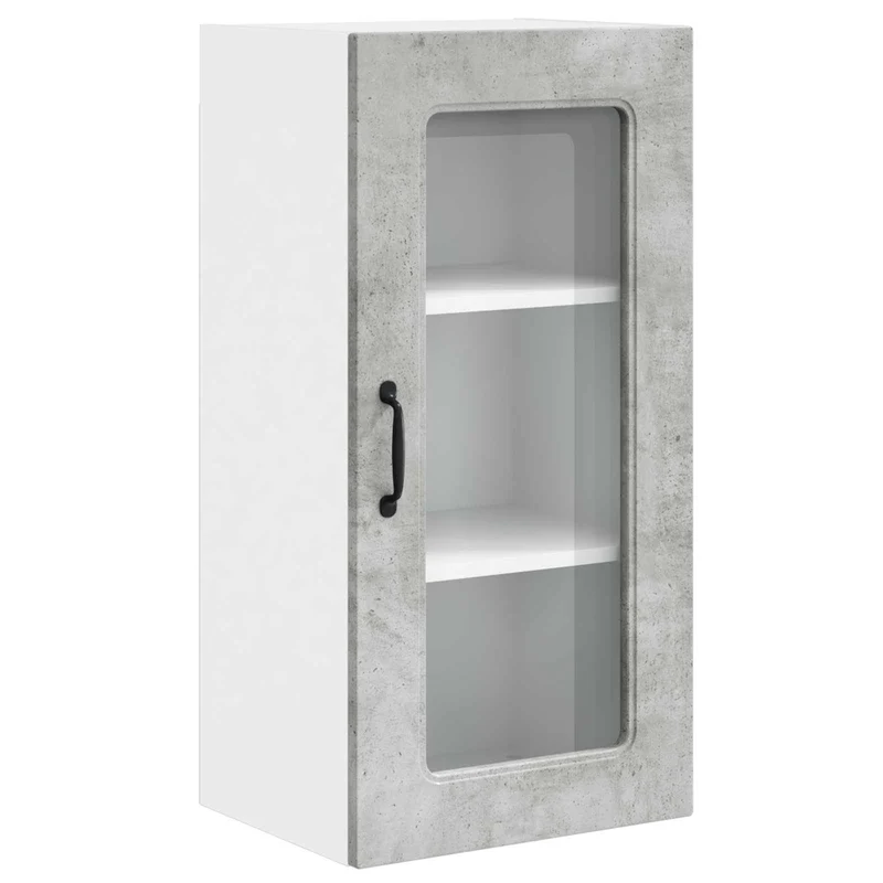 Armoire de cuisine moderne design épuré 40 x 31 x 80 cm grand espace de rangement en bois gris béton 02_0053669