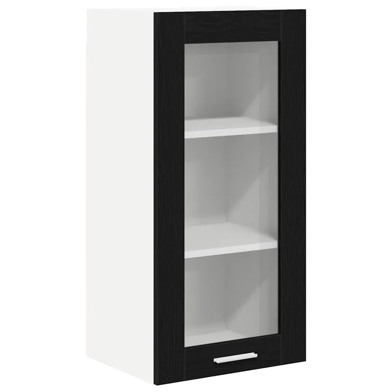 Armoire suspendue contemporaine en bois d'ingénierie 40 x 31 x 80 cm grand espace de stockage ambiante moderne en bois noir 02_0053339