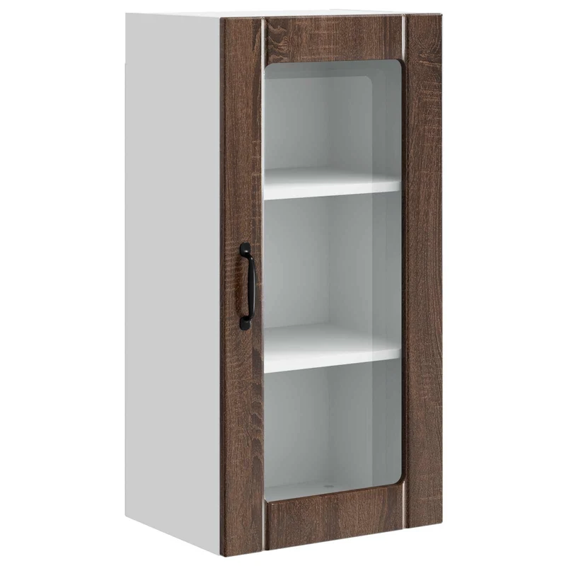 Armoire murale de cuisine moderne 40 x 31 x 80 cm avec étagères fonctionnelles en bois d'ingénierie chêne brun 02_0054343