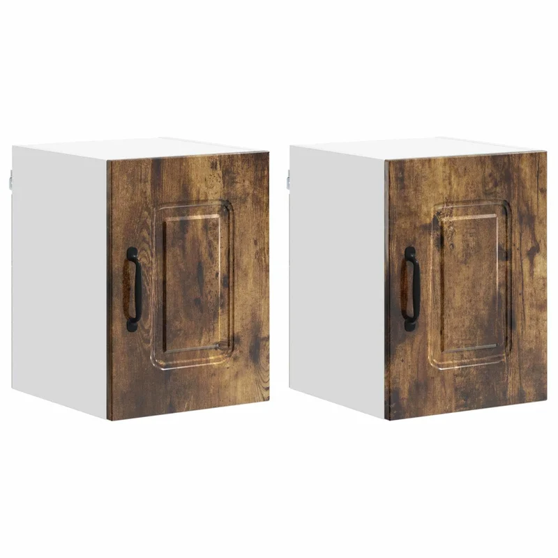 Lot de 2 armoires murales de cuisine minimalistes 30 x 31 x 40 cm grande capacité rangement en bois d'ingénierie chêne fumé 02_0053544