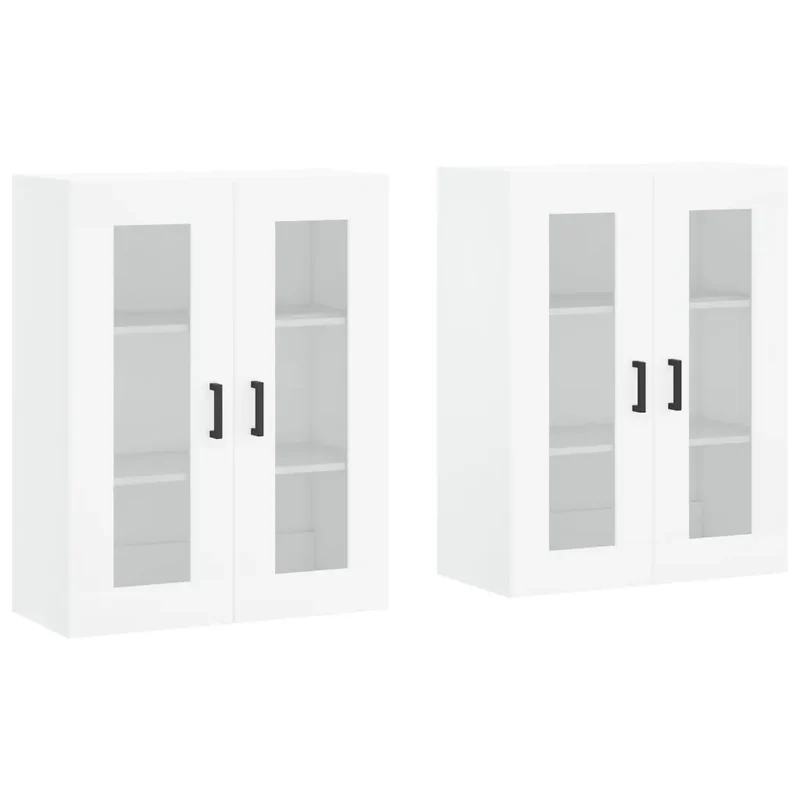 Lot de 2 armoires murales design élégant rangement blanc 69,5 x 34 x 90 cm en bois d'ingénierie blanc 02_0055428
