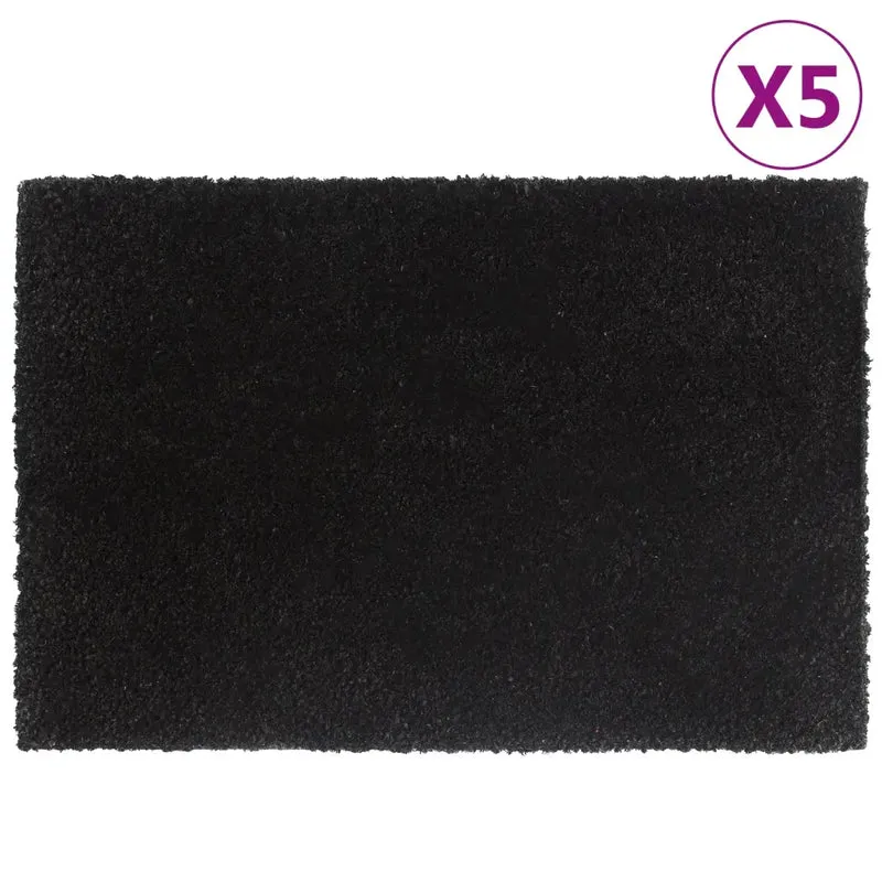 Lot de 5 tapis de porte antidérapants intérieur extérieur 40 x 60 cm en fibre de coco noir 02_0046161