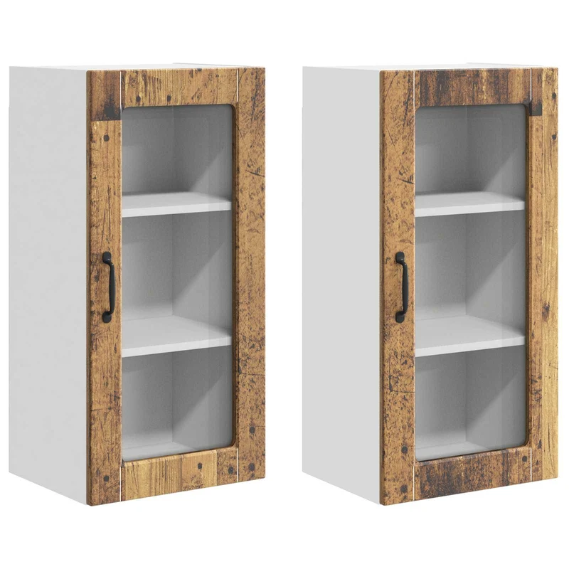 Lot de 2 armoires de cuisine modernes pratiques rangement 40 x 31 x 80 cm en bois d'ingénierie bois ancien 02_0054021