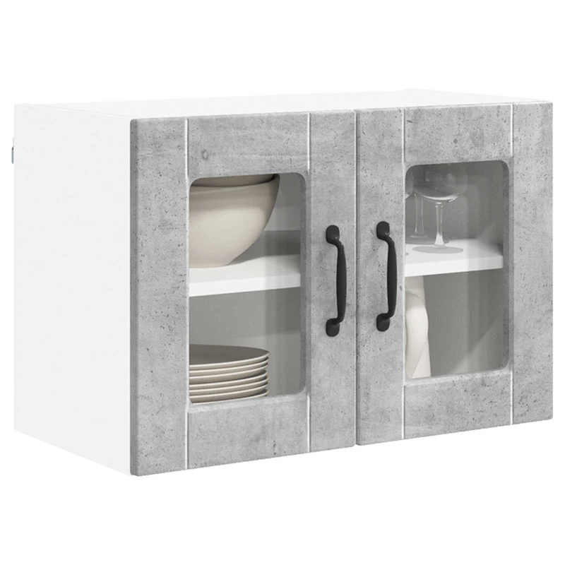 Armoire de cuisine moderne avec étagères pratique 60 x 31 x 40 cm en bois d'ingénierie gris béton 02_0054315