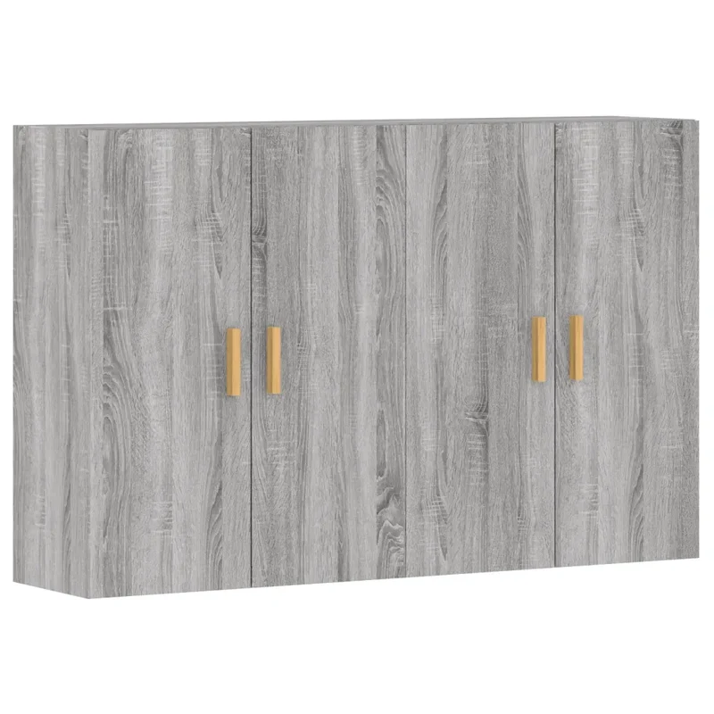 Lot de 2 armoires murales pratiques pour rangement 69,5 x 34 x 90 cm en bois d'ingénierie sonoma gris 02_0055388