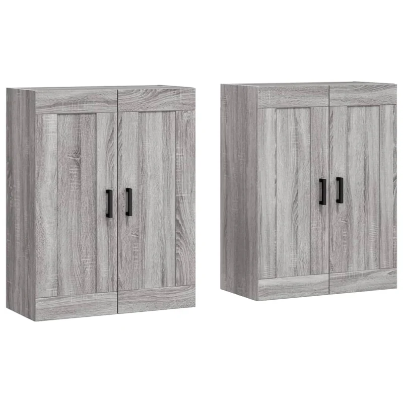 Lot de 2 armoires murales pratiques rangement mural 69,5 x 34 x 90 cm en bois d'ingénierie sonoma gris 02_0055479