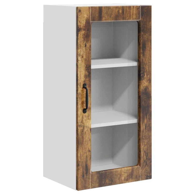 Armoire de cuisine moderne rectangulaire rangement pratique 40 x 31 x 80 cm en bois d'ingénierie chêne fumé 02_0054014