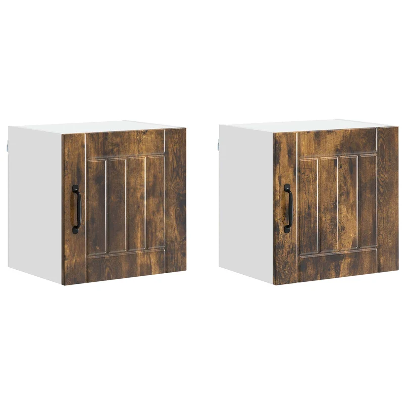 Lot de 2 armoires murales cuisine design moderne 40 x 31 x 40 cm rangement pratique en bois d'ingénierie chêne fumé 02_0053914