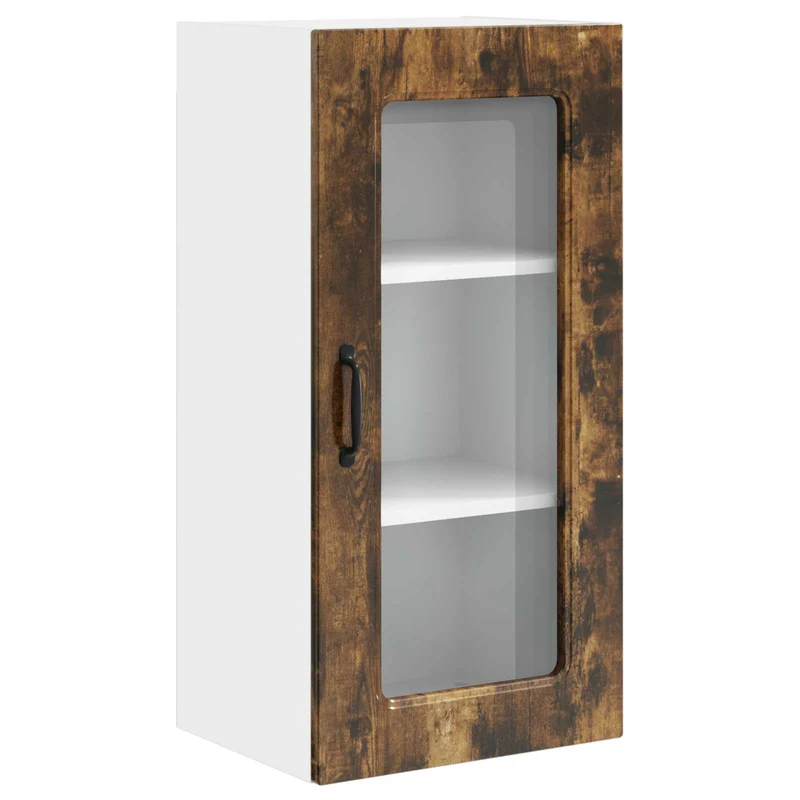 Armoire de cuisine rectangulaire minimaliste avec grand espace de rangement 40 x 31 x 80 cm en bois d'ingénierie chêne fumé 02_0053673