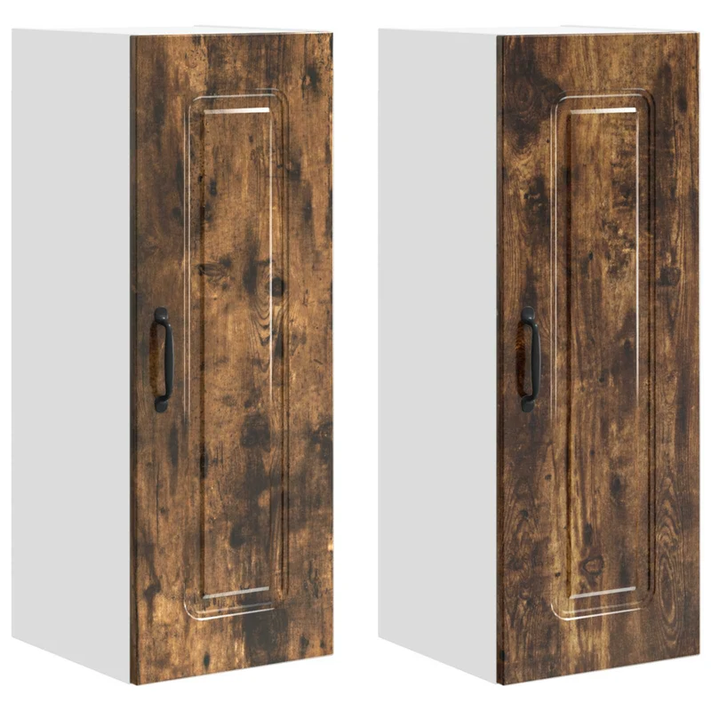 Lot de 2 armoires murales de cuisine moderne rangement spacieux 30 x 31 x 80 cm en bois d'ingénierie chêne fumé 02_0053694