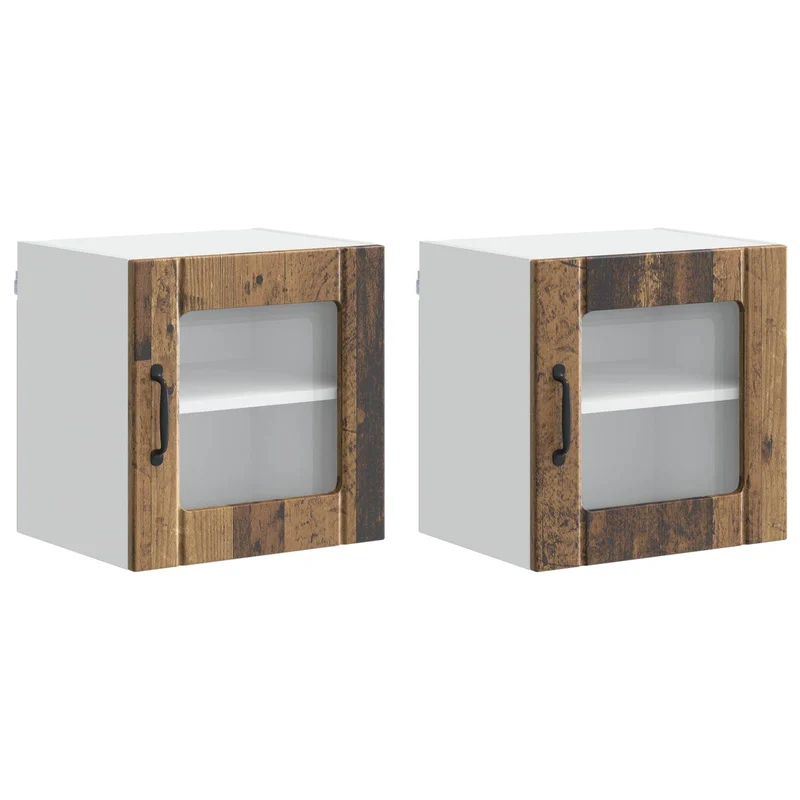 Lot de 2 armoires murales de cuisine moderne pratique rangement 40 x 31 x 40 cm en bois d'ingénierie bois ancien 02_0053880