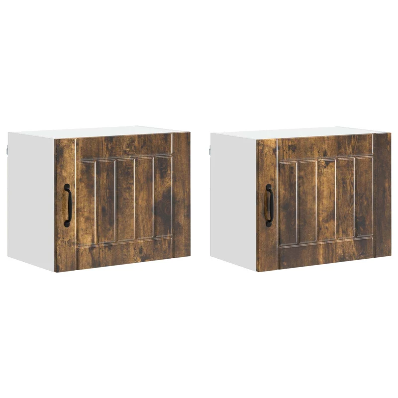 Lot de 2 armoires murales de cuisine modernes design épuré 50 x 31 x 40 cm en bois d'ingénierie chêne fumé 02_0053934