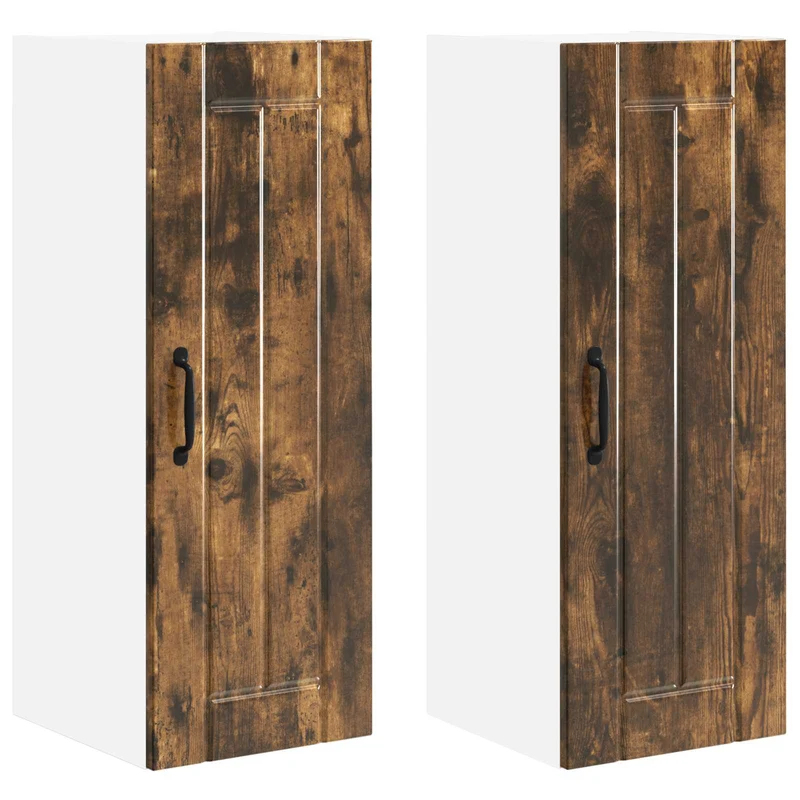 Lot de 2 armoires de cuisine modernes rangement pratique 30 x 31 x 80 cm en bois d'ingénierie chêne fumé 02_0054034