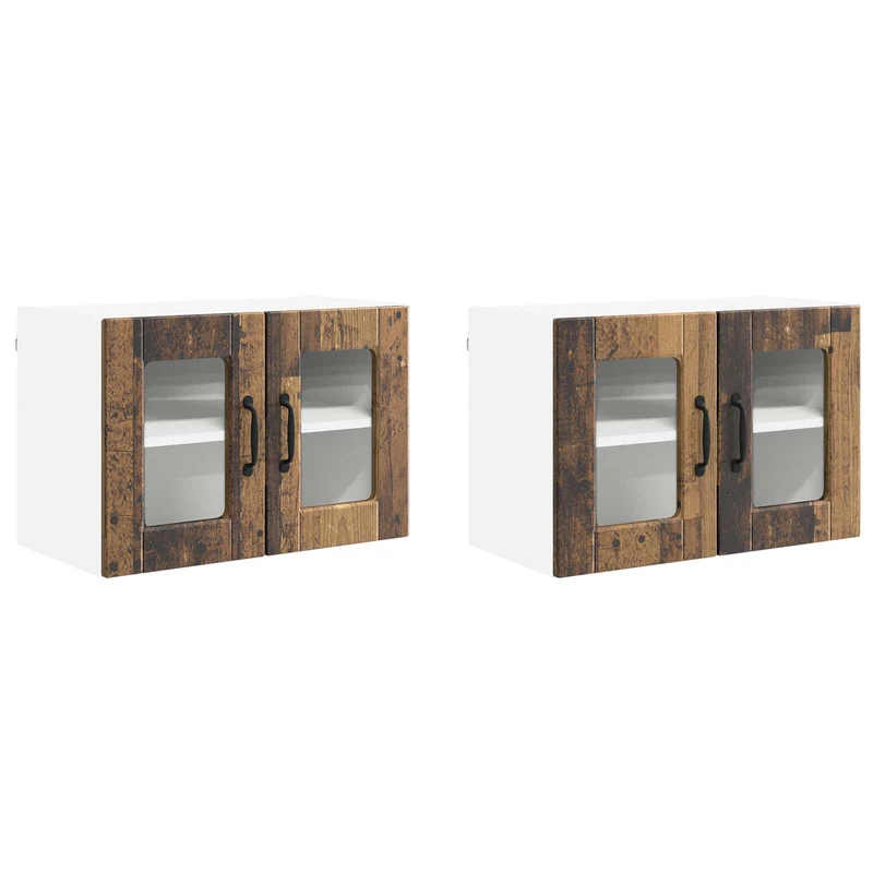 Lot de 2 armoires murales de cuisine modernes avec 4 étagères 60 x 31 x 40 cm en bois d'ingénierie bois ancien 02_0054326
