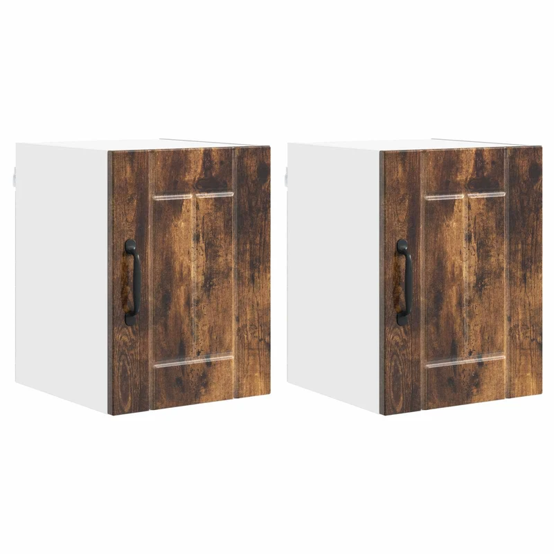 Lot de 2 armoires de cuisine rectangulaires modernes avec rangement pratique 30 x 31 x 40 cm en bois d'ingénierie chêne fumé 02_0053894