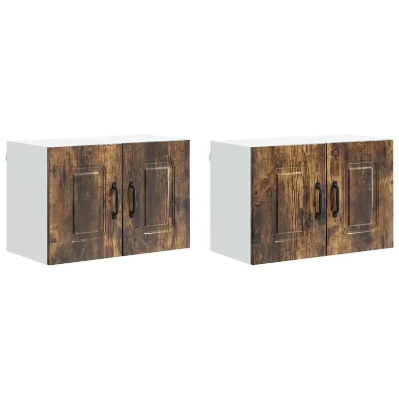 Lot de 2 armoires murales de cuisine design épuré 60 x 31 x 40 cm en bois d'ingénierie chêne fumé 02_0053604