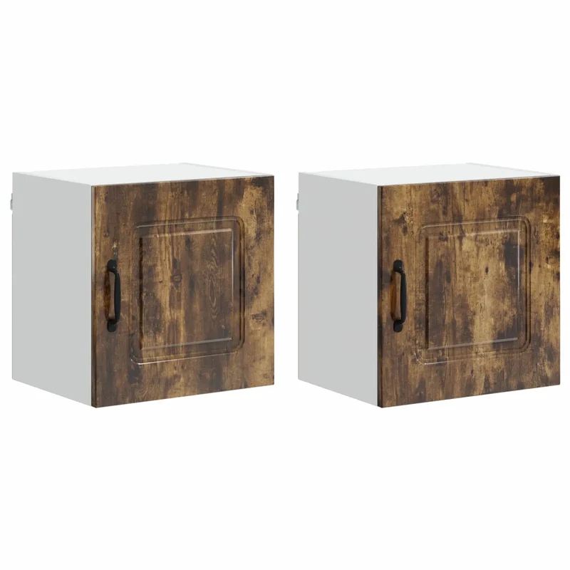 Lot de 2 armoires de cuisine modernes avec grand espace de stockage 40 x 31 x 40 cm en bois d'ingénierie chêne fumé 02_0053564