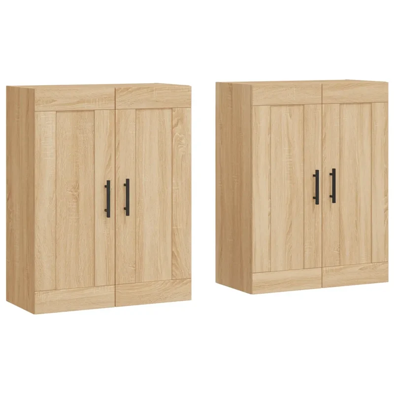 Lot de 2 armoires murales rangement murale 69,5 x 34 x 90 cm en bois d'ingénierie chêne sonoma 02_0055493