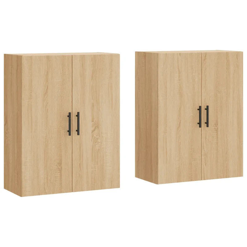 Lot de 2 armoires murales design élégant 69,5 x 34 x 90 cm grand espace de rangement en bois d'ingénierie chêne sonoma 02_0055374